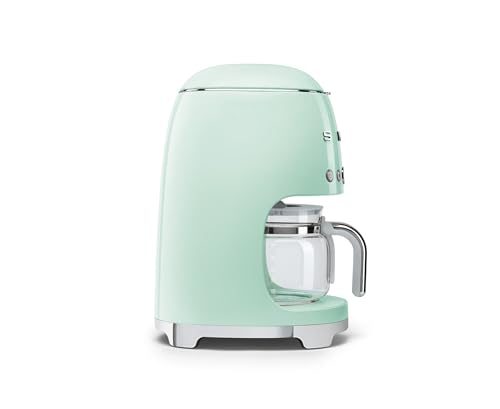 Smeg 50's Retro Style Aesthetic Drip Coffee Machine with 10 Cup Glass Carafe, Auto Start Feature, Keep Warm Plate, and Two Coffee Strength Settings (Pastel Green)
