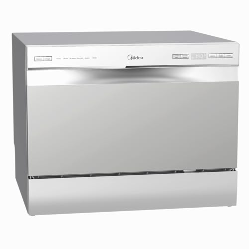 Midea MDC22P2ASS Countertop, Portable Place Settings & 6+2 Washing Cycles. Energy Star Dishwasher, Dish Washer for Dorm, RV& Apartment, Sliver, Silver