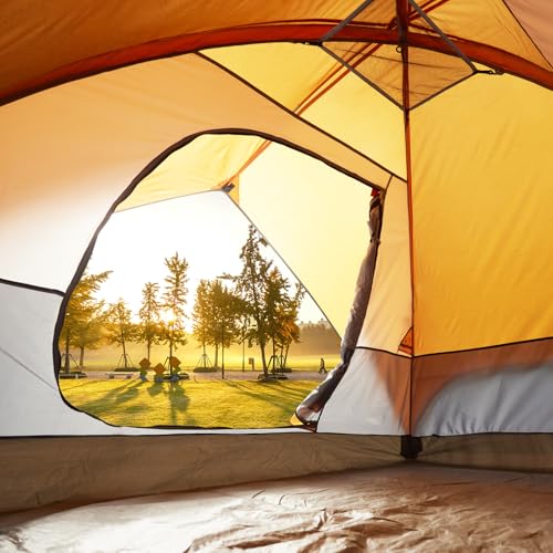 Amazon Basics Dome Camping Tent with Rainfly and Carry Bag, Orange and Grey, 2 Person