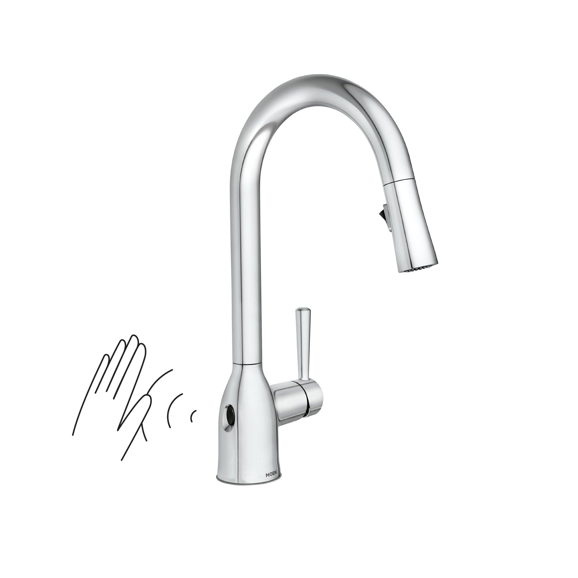 Moen Adler Chrome Motionsense Wave Sensor Touchless One Handle Pulldown Kitchen Faucet Featuring Power Clean, 87233EWC