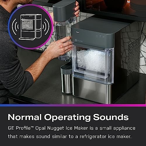 GE Profile Opal 2.0 XL with 1 Gallon Tank, Chewable Crunchable Countertop Nugget Ice Maker, Scoop Included, 38 lbs in 24 Hours, Pellet Ice Machine with WiFi & Smart Connected, Black Stainless