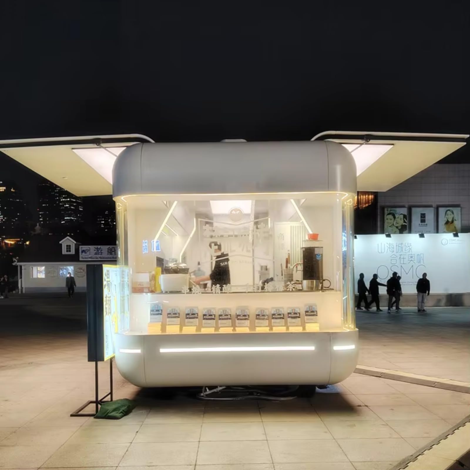 New Type Street Selling Coffee Van Catering Cart Burgers Fries Ice Cream Bus Truck Mobile Food Trailer with Full Kitchen