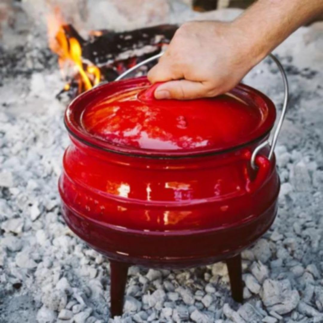 Lifespace No.3 Red Enamel Cast Iron African Cooking Pot/Cauldron