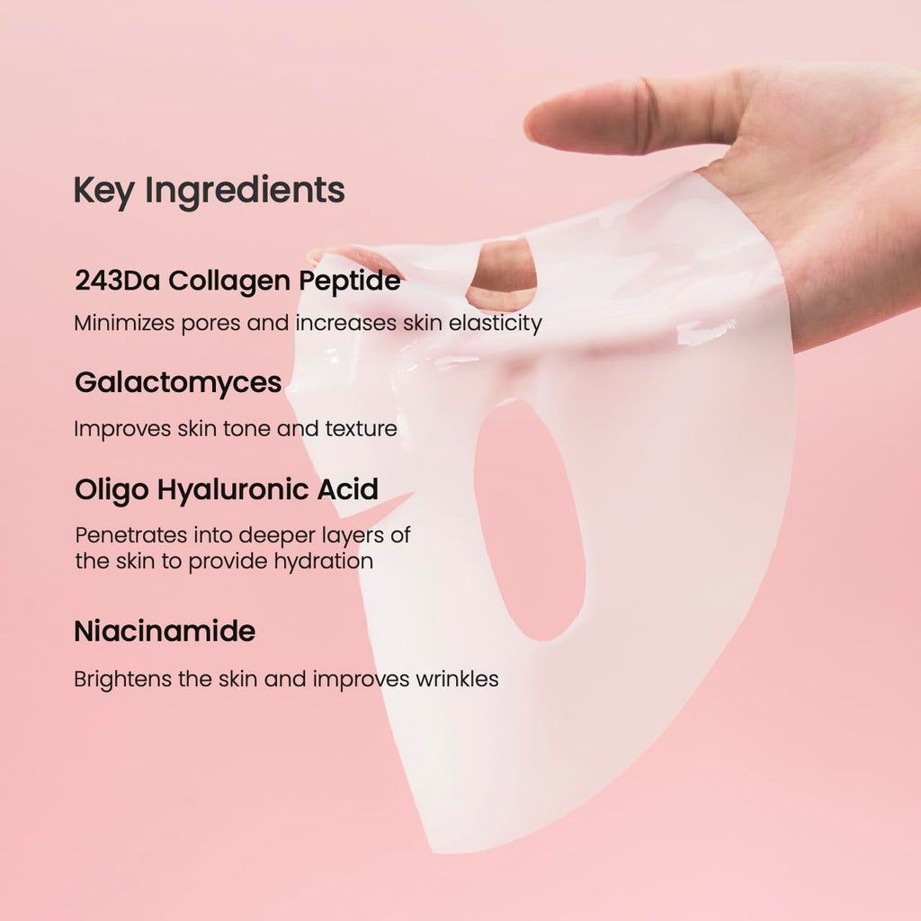 BIODANCE Bio-Collagen Real Deep Mask, Hydrating Overnight Hydrogel Mask, Pore Minimizing, Elasticity, Plumping Improvement, Korean Skincare, Stocking Stuffers for Teen Girls | 1.19oz(34g) x 4ea
