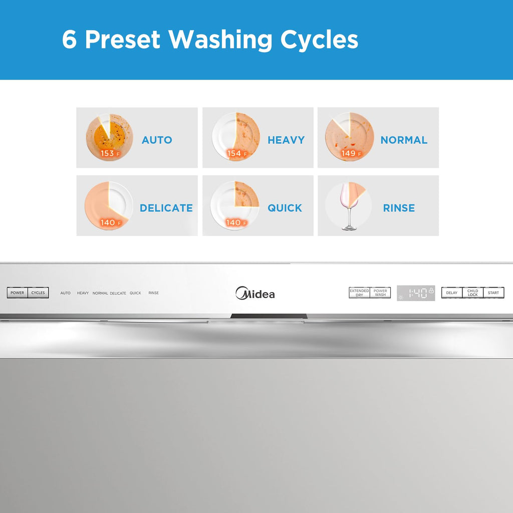Midea MDC22P2ASS Countertop, Portable Place Settings & 6+2 Washing Cycles. Energy Star Dishwasher, Dish Washer for Dorm, RV& Apartment, Sliver, Silver