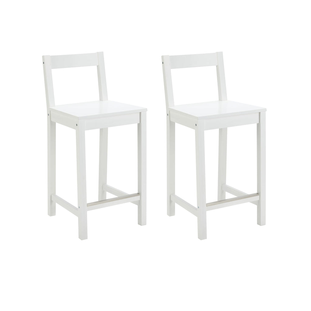 Amazon Basics Wooden Bar Stool with Backrest 24", White, Set of 2