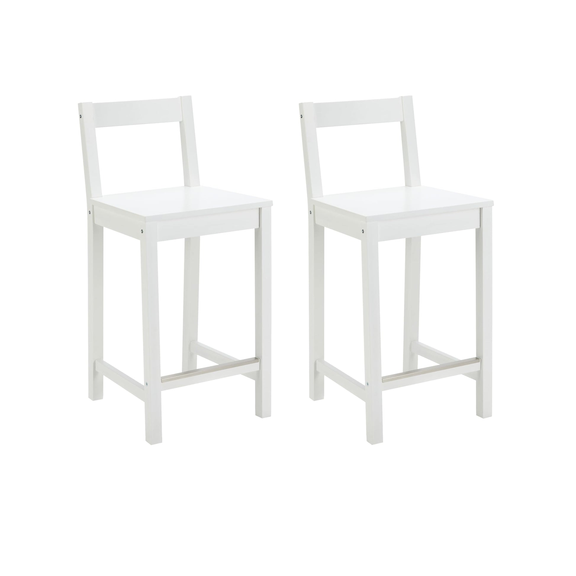 Amazon Basics Wooden Bar Stool with Backrest 24", White, Set of 2