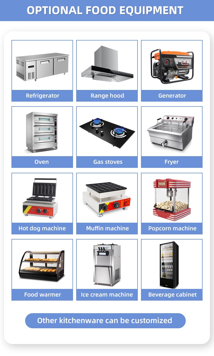 Commercial Mobile Food Truck Trailer, Food Truck Bicycle, Ice Cream Truck, Stall Truck, Outdoor Cart Equipped with Kitchen Utensils