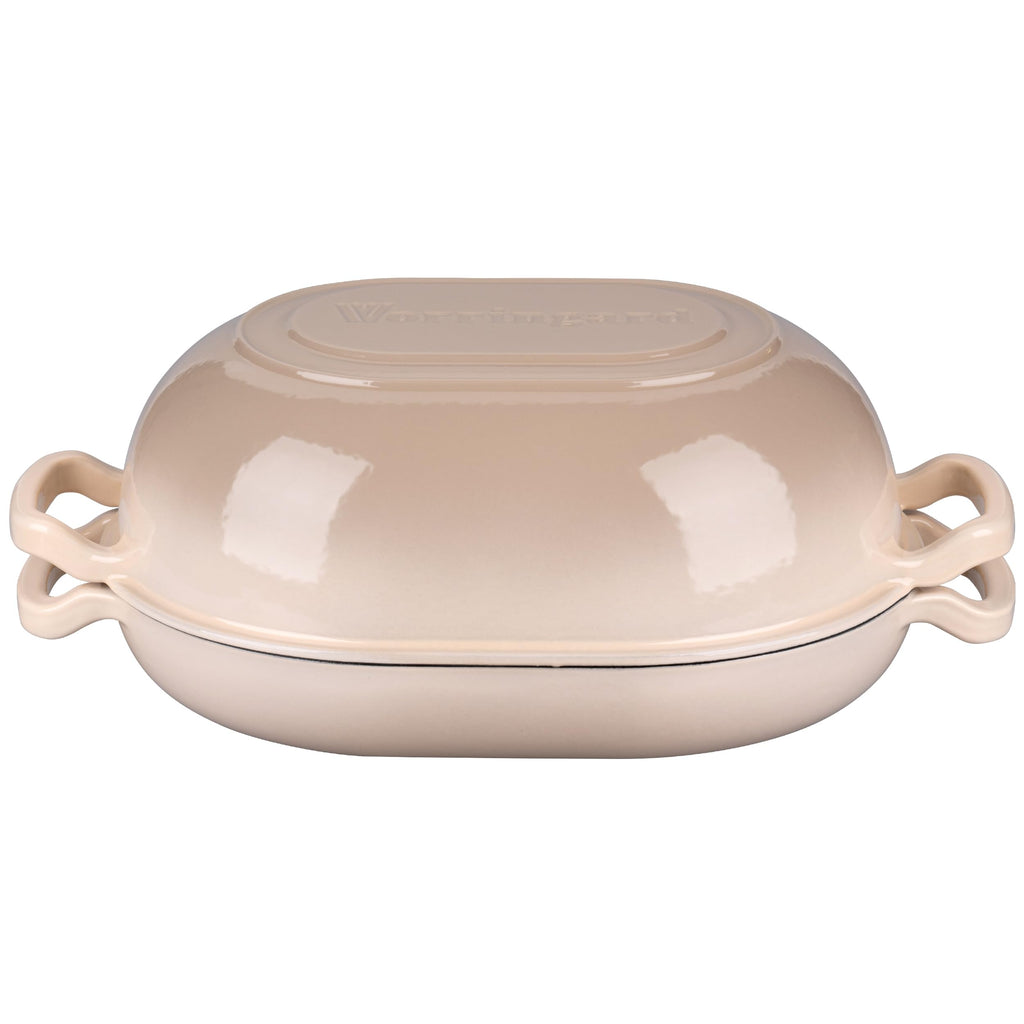 VORRINGARD Enameled Cast Iron Sourdough Bread Oven, Dutch Oven, Loaf Cast Iron Bread Pan for Homemade Bread Baking, Meatloaf Pan with Lid, 5QT, Latte