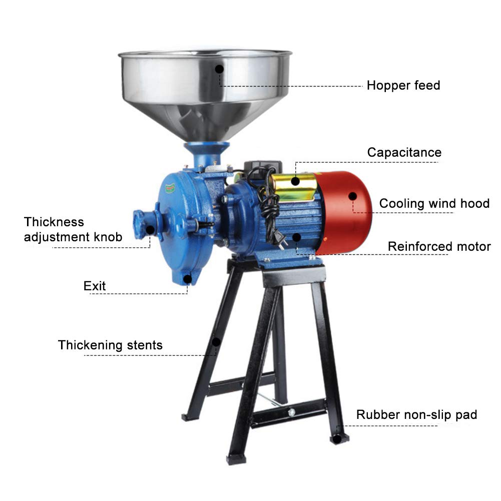 SLSY Electric Mill Grinder 110V 3000W, Commercial Feed Mill Dry Grinder, Heavy Duty Milling Machine for Cereals, Rice, Corn, Grain, Coffee, Wheat With Funnel