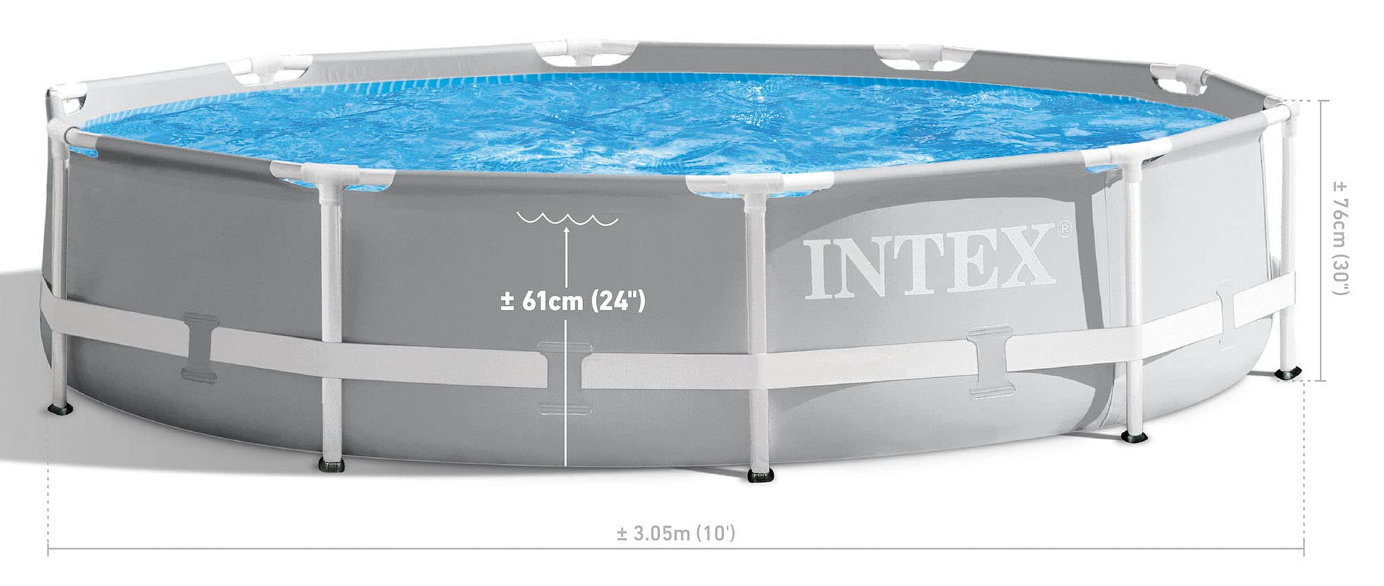 Intex 26701EH Prism Frame Premium Above Ground Swimming Pool Set: 10ft x 30in – Includes 330 GPH Cartridge Filter Pump – SuperTough Puncture Resistant – Rust Resistant – 1185 Gallon Capacity
