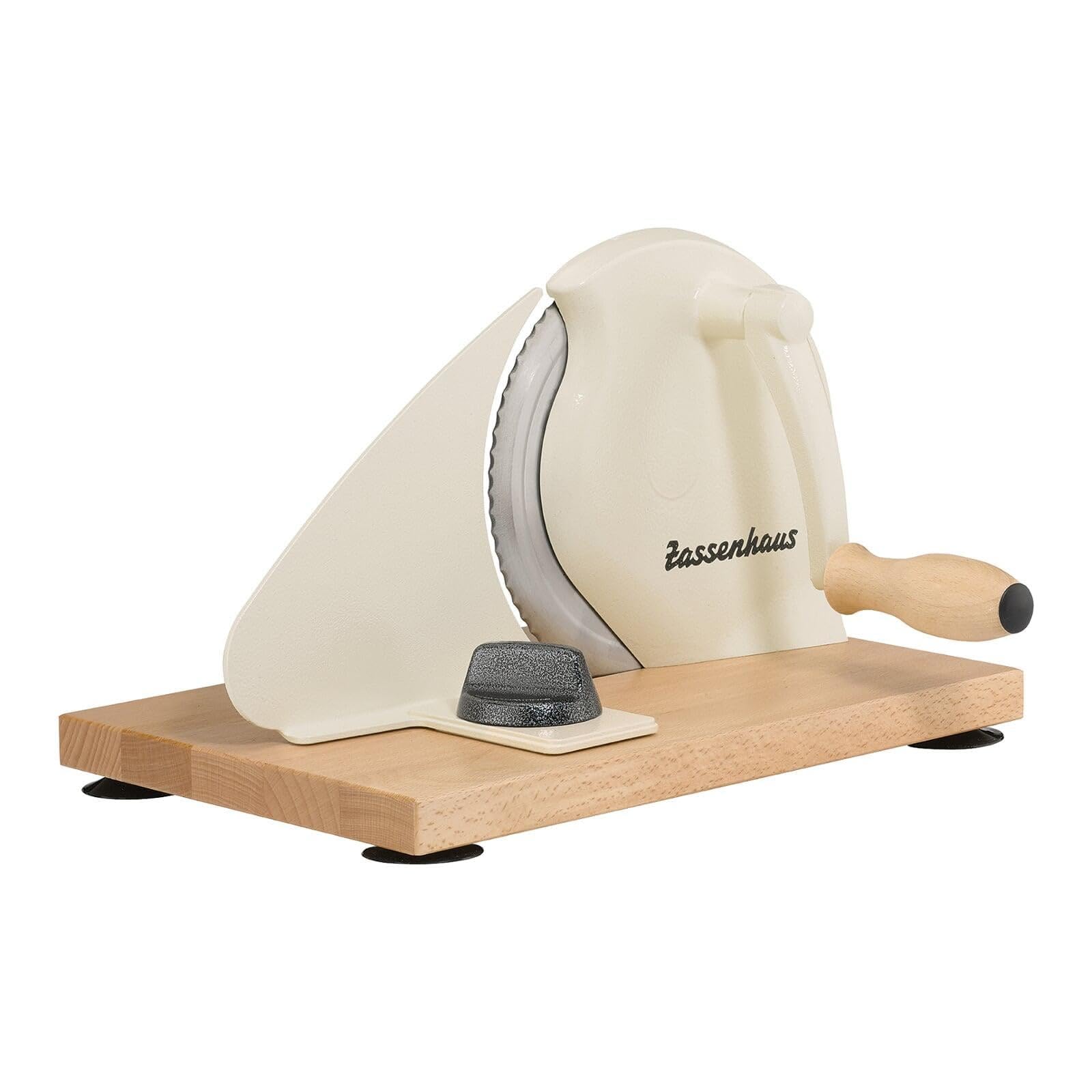 Zassenhaus Original Classic Adjustable Bread Slicer for Uniform Slices - Bread Slicer for Homemade Bread - 18/8 Stainless Steel Blade Sourdough Cutter - Cream, 11.75" x 8"