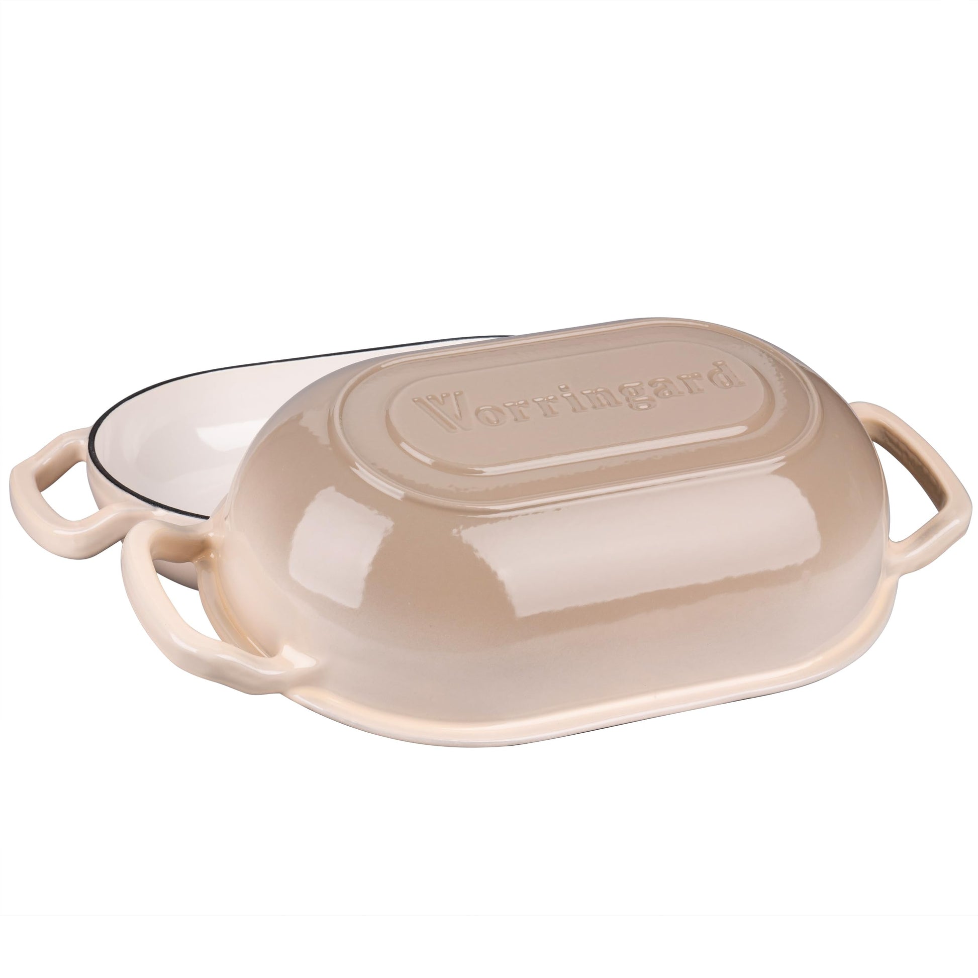 VORRINGARD Enameled Cast Iron Sourdough Bread Oven, Dutch Oven, Loaf Cast Iron Bread Pan for Homemade Bread Baking, Meatloaf Pan with Lid, 5QT, Latte