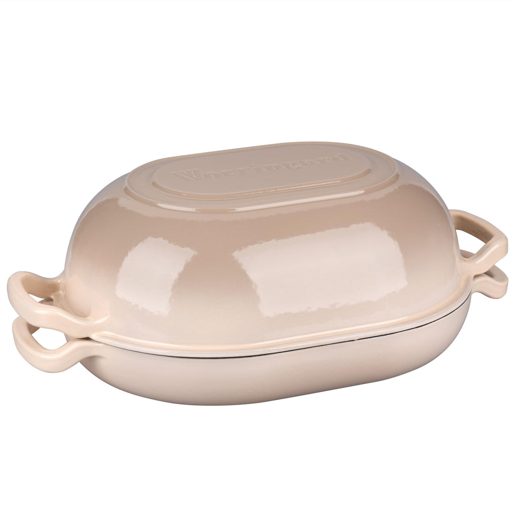 VORRINGARD Enameled Cast Iron Sourdough Bread Oven, Dutch Oven, Loaf Cast Iron Bread Pan for Homemade Bread Baking, Meatloaf Pan with Lid, 5QT, Latte