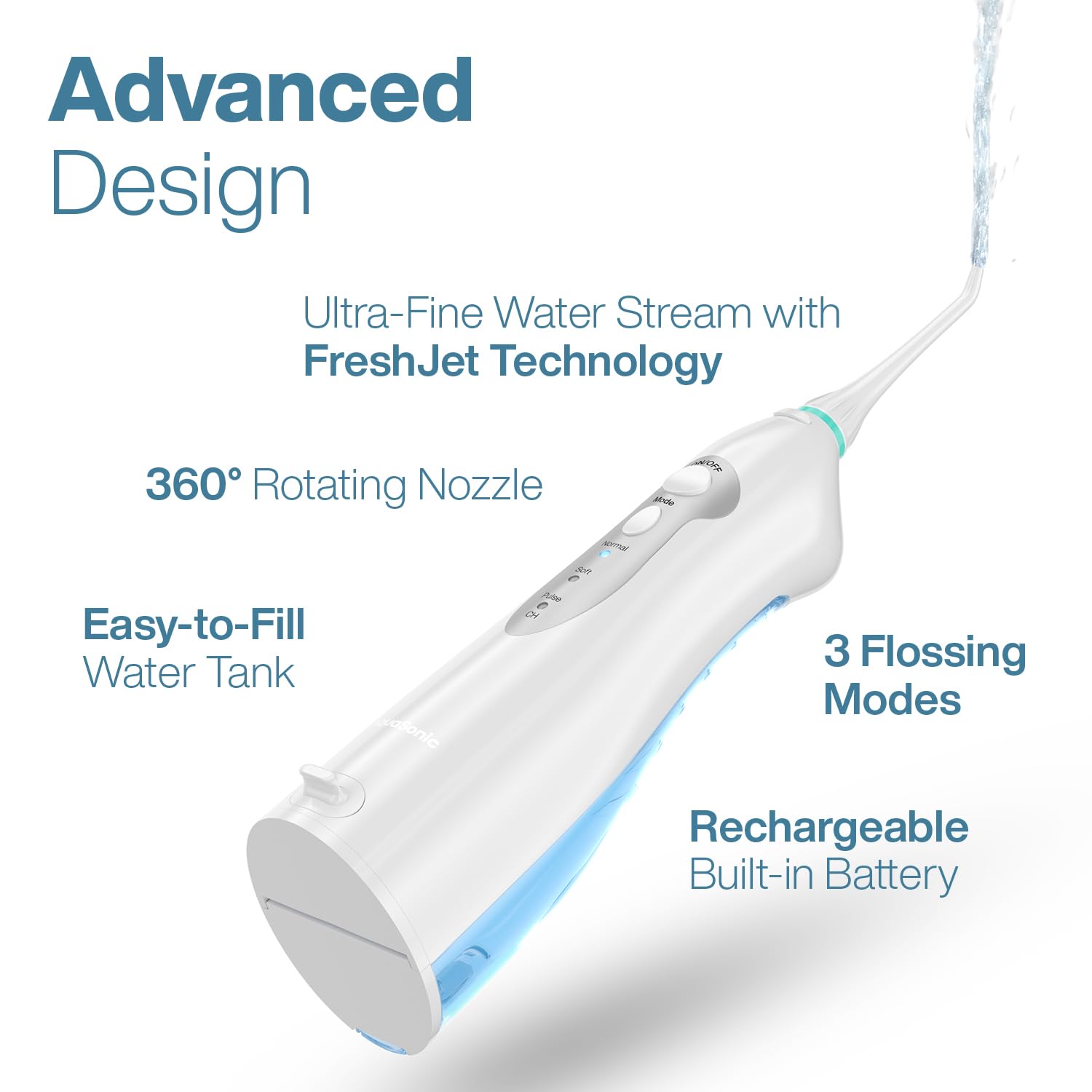 AquaSonic Water Flosser - Cordless Rechargeable Water Flossers for Teeth Cleaning - Waterproof Aqua Flosser, Portable Oral Irrigator for Dental Cleaning with 5 Jet Tips – Braces Home Travel.