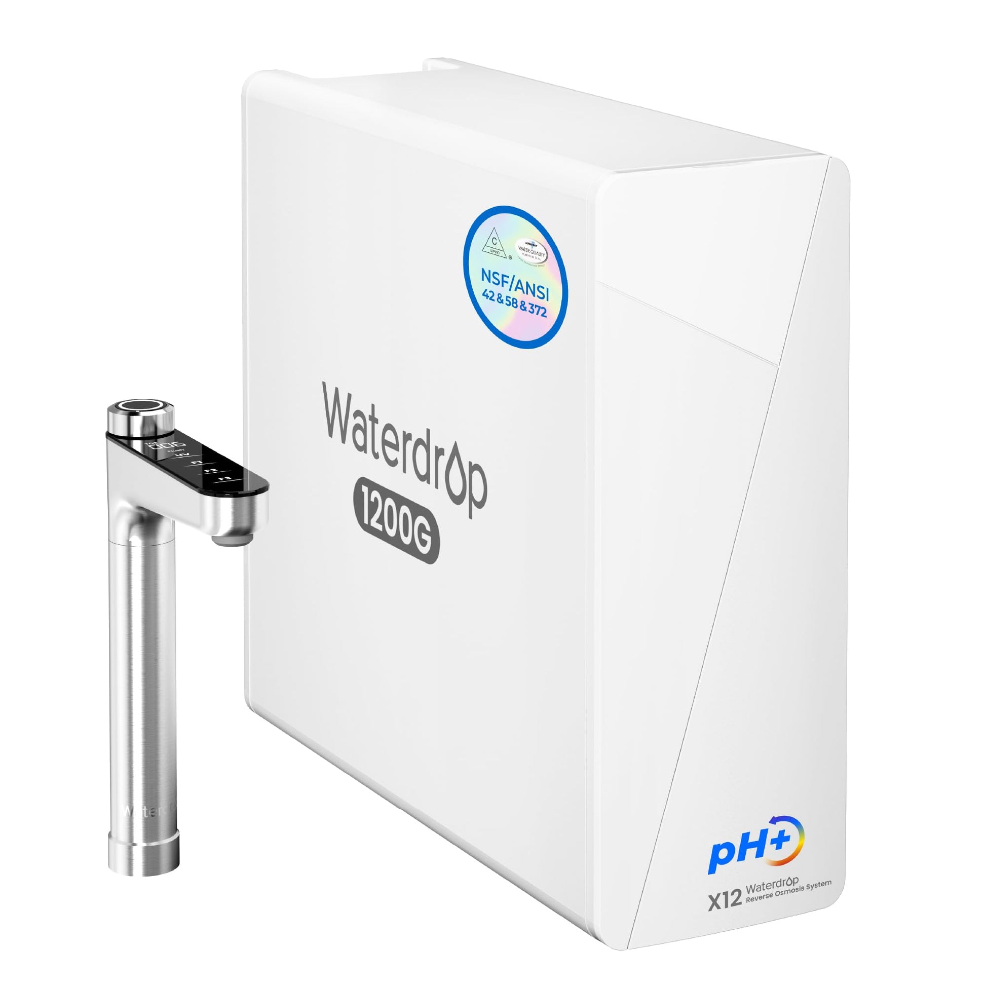 Waterdrop X12-Alkaline Mineral pH+ Reverse Osmosis System, NSF/ANSI 42&58&372 Certified, 1200 GPD RO Water Filter, 11-Stage Filtration Tankless RO System, 3:1 Pure to Drain, UnderSink, BPA Free