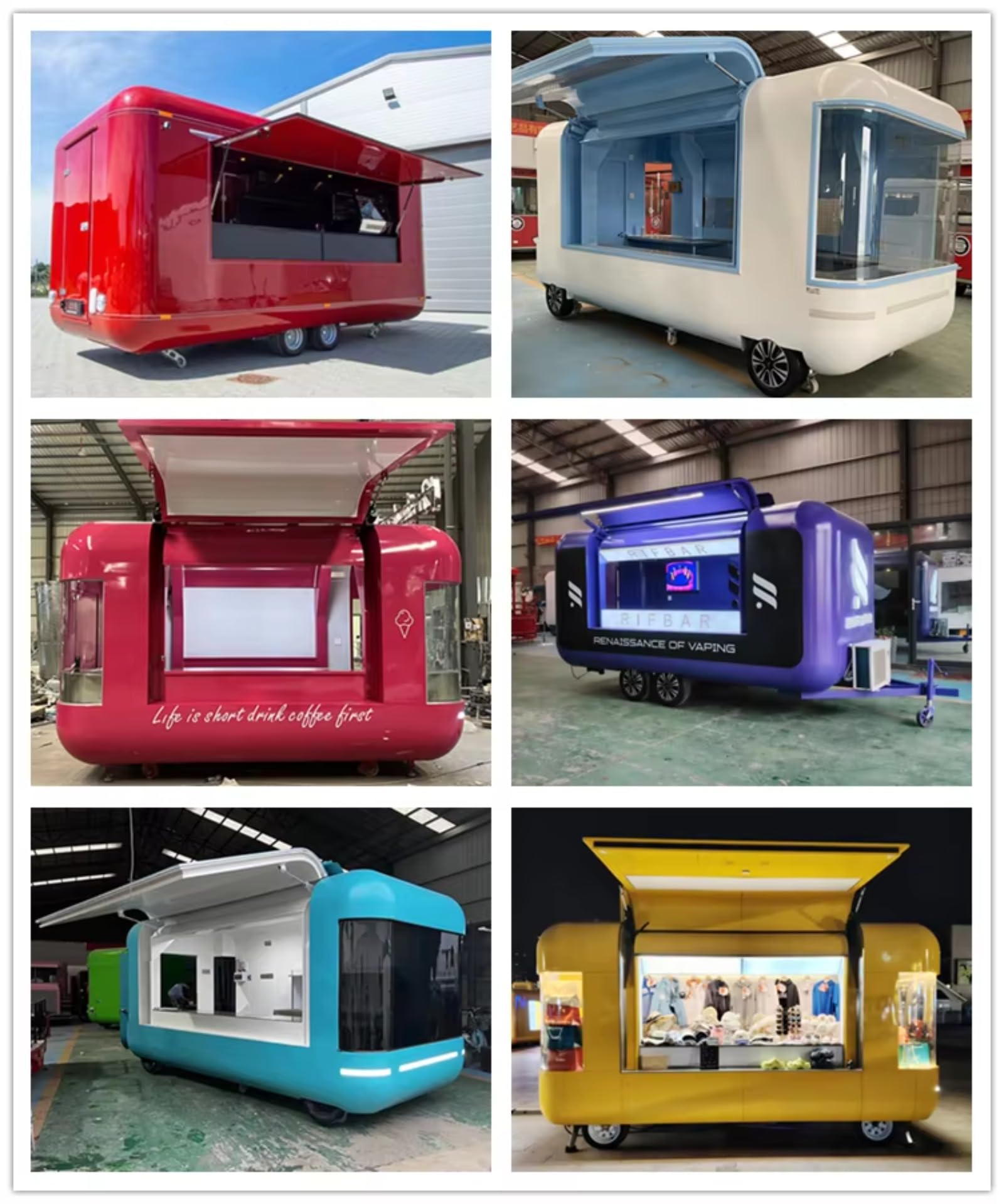 New Type Street Selling Coffee Van Catering Cart Burgers Fries Ice Cream Bus Truck Mobile Food Trailer with Full Kitchen
