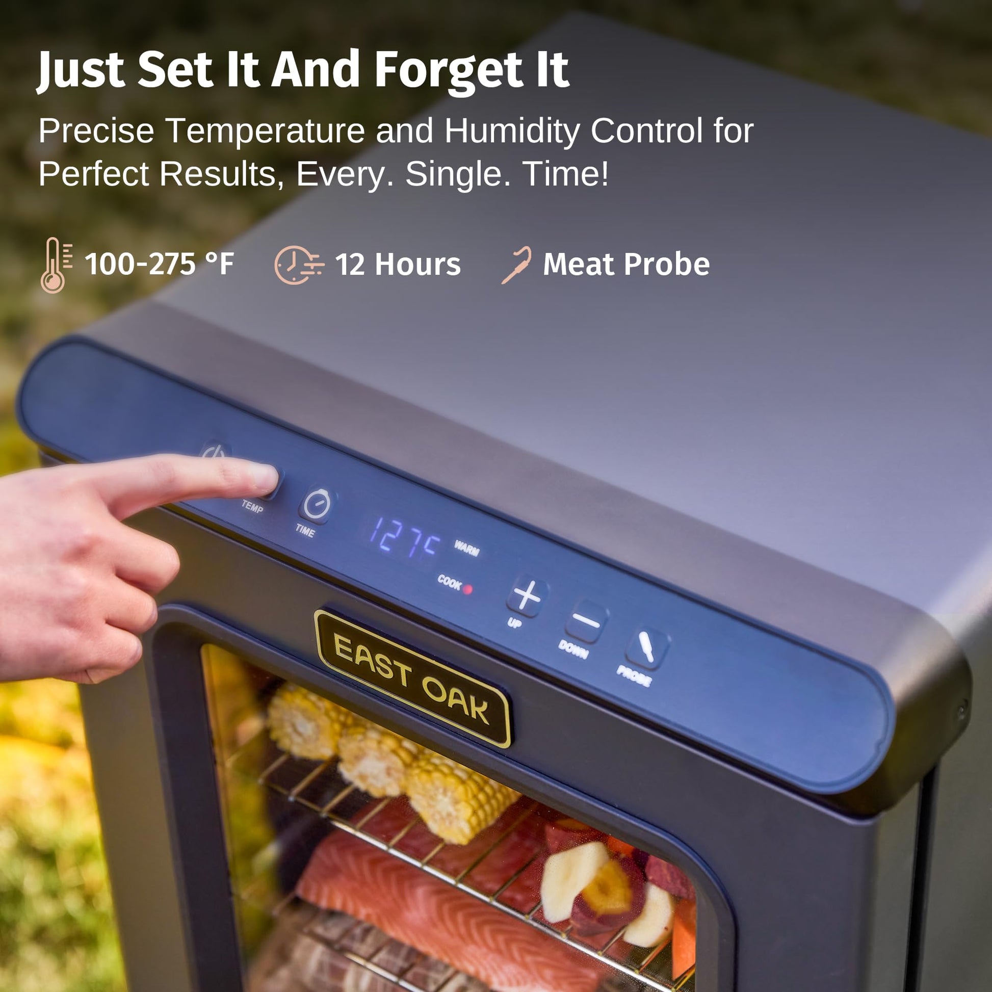 EAST OAK Ridgewood Pro 30" Electric Smoker | Built-in Meat Probe & Elevated Stand for Outdoors | Up to 6× Longer Smokes, Adjustable Side Chip Loader | Smoke More with 725 sq in Cooking Area