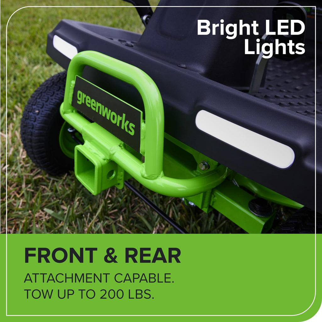 Greenworks 60V 30" Tractor, (4) 8.0Ah + Wall Charger