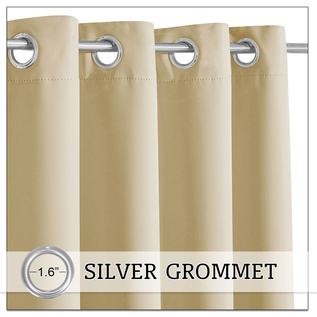 RYB HOME Outdoor Curtains for Patio - Blackout Waterproof Outside Curtains for Porch Pavilion Gazebo Weatherproof Wind Resistant, 1 Panel, 52 inches Wide x 84 inches Long, Biscotti Beige
