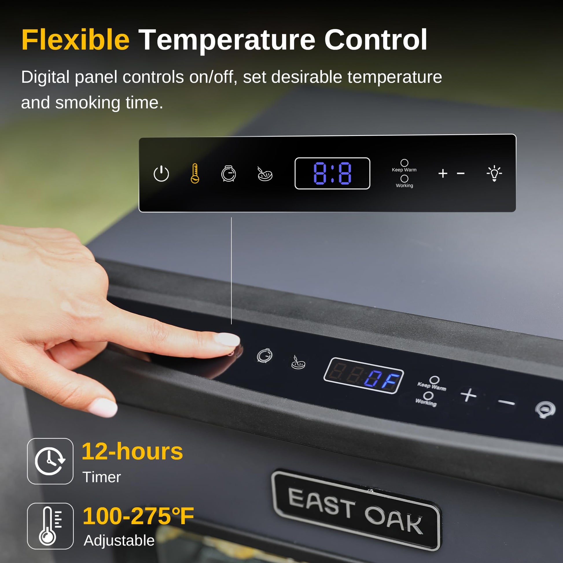 EAST OAK 30" Electric Smoker for Outdoors | Built-in Meat Probe & Up to 6× Longer Smokes on a Single Load | Side Chip Loader for Uninterrupted Smoking | Bigger Batches with 725 sq in Cooking Area