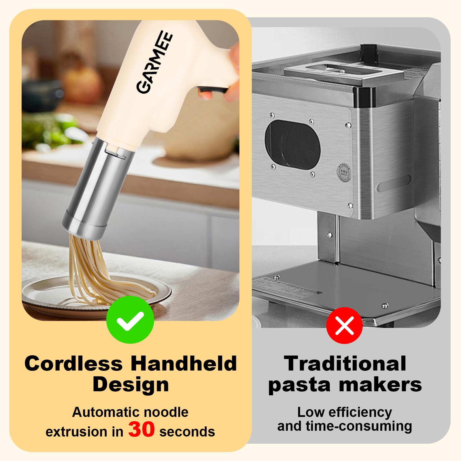 Electric Pasta Maker Machine Noodle Maker - Automatic Spaghetti Maker Pasta Roller Kitchenaid Attachment All-in-One Cordless Homemade Pasta Machine