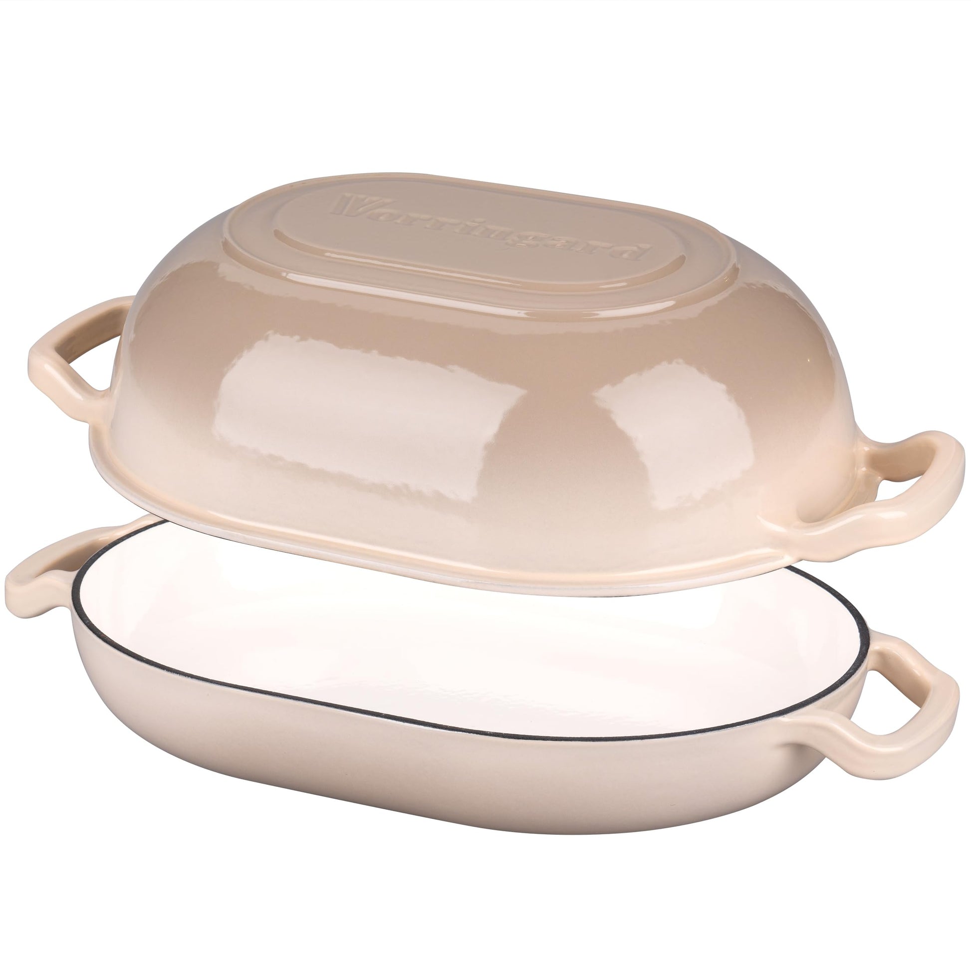 VORRINGARD Enameled Cast Iron Sourdough Bread Oven, Dutch Oven, Loaf Cast Iron Bread Pan for Homemade Bread Baking, Meatloaf Pan with Lid, 5QT, Latte