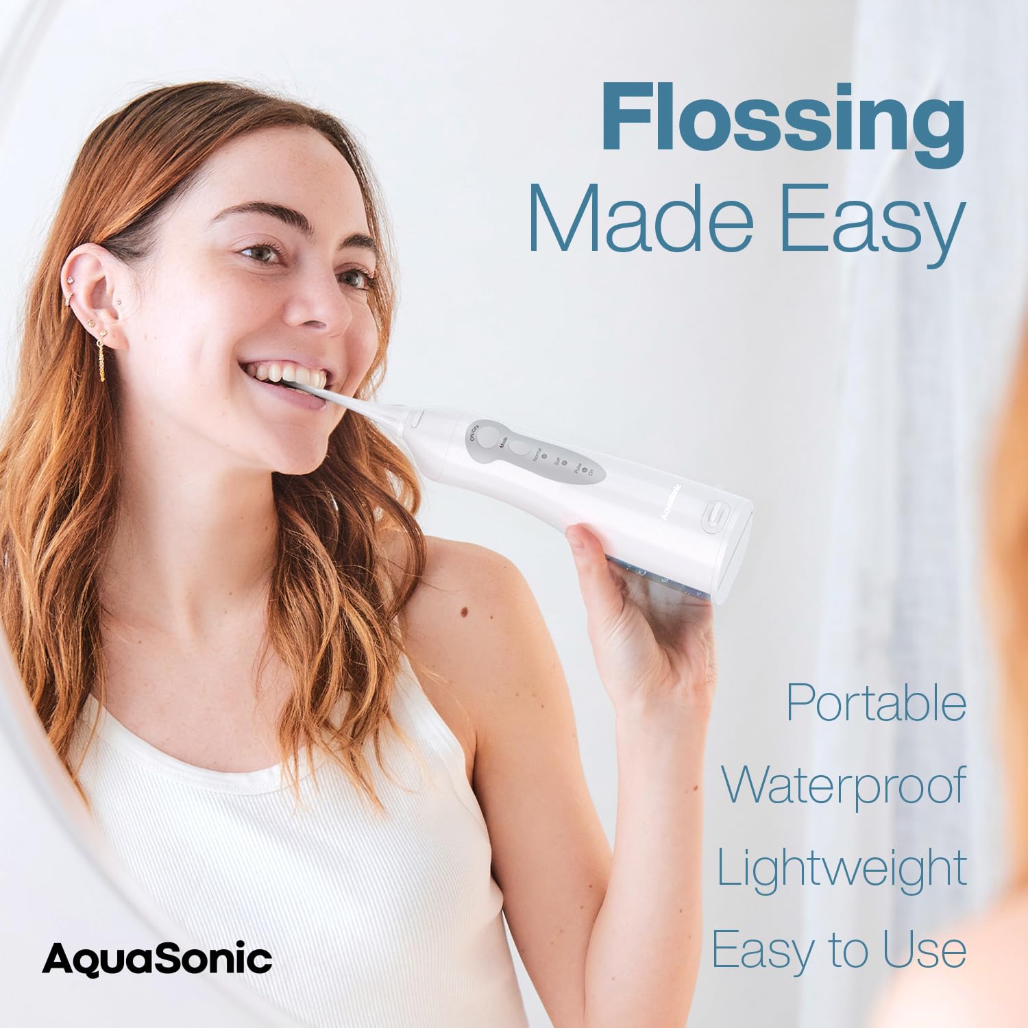 AquaSonic Water Flosser - Cordless Rechargeable Water Flossers for Teeth Cleaning - Waterproof Aqua Flosser, Portable Oral Irrigator for Dental Cleaning with 5 Jet Tips – Braces Home Travel.