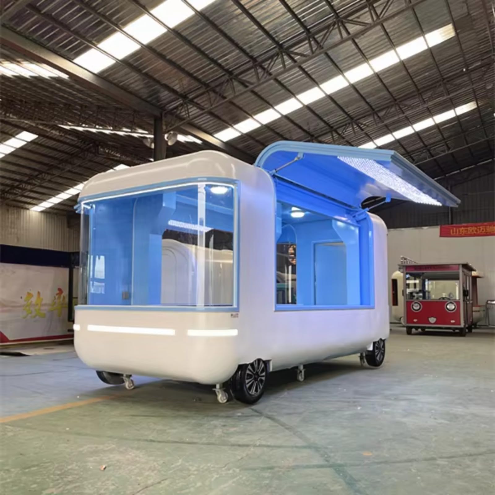New Type Street Selling Coffee Van Catering Cart Burgers Fries Ice Cream Bus Truck Mobile Food Trailer with Full Kitchen
