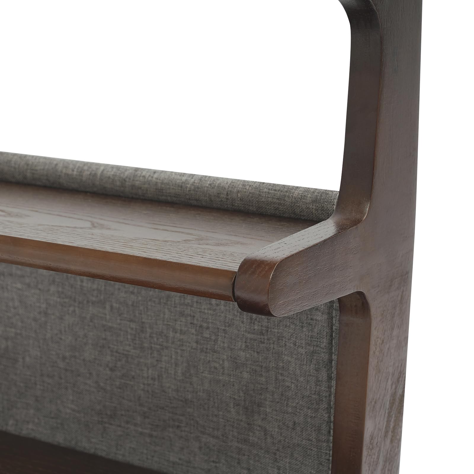 TrueyEssence C-Shaped End Table with Wheels, 4-Tier Small Side Table Wooden Couch Table Reading Table with Storage Adjustable Desktop for Living Room Bedroom