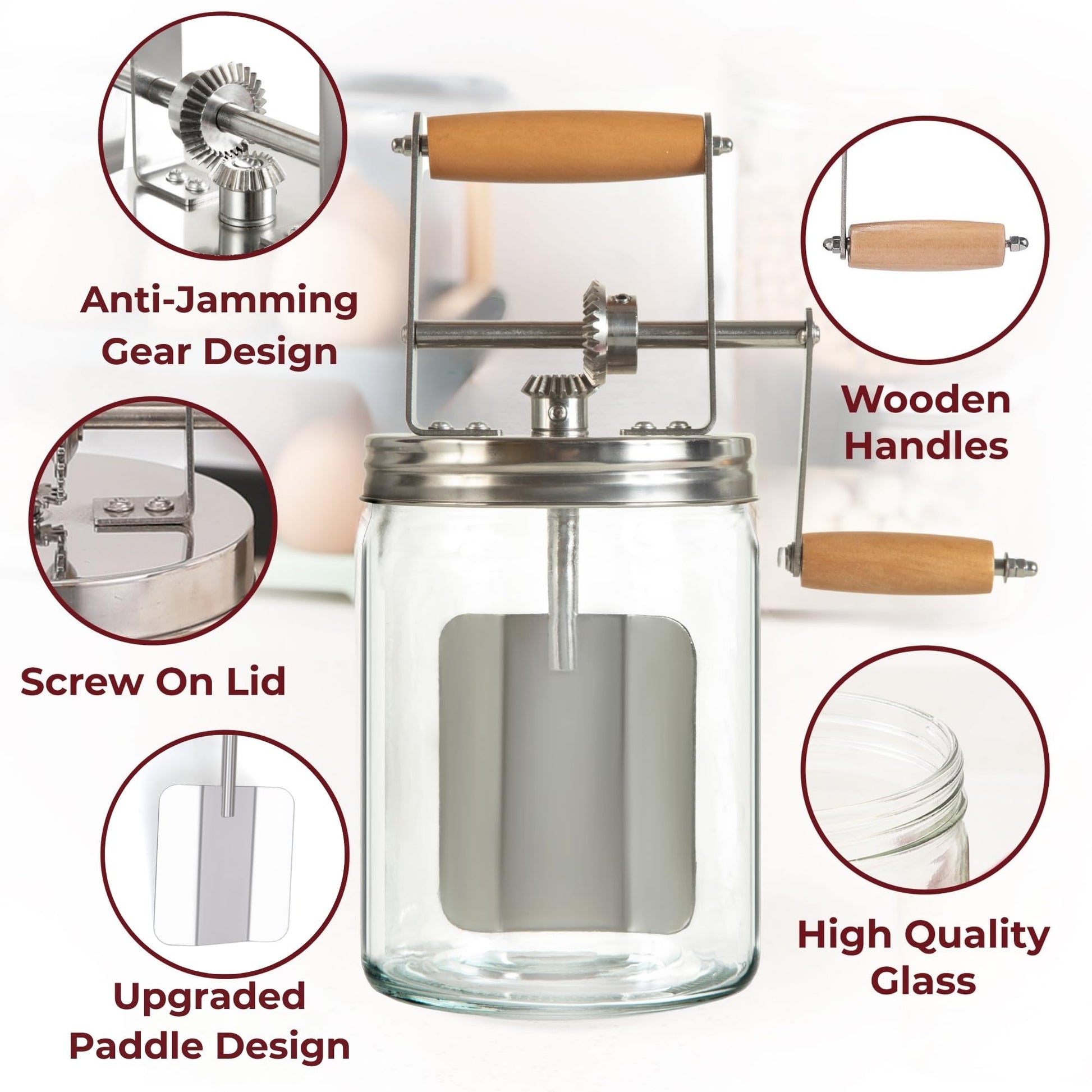 Dazey Butter Churner - Cheese Cloth, Butter Paddles, Recipe Book INCLUDED- Hand Crank Butter Churn- Manual Butter Maker- Create Delicious Homemade Butter With Your Own Hand Crank Dazey Churner