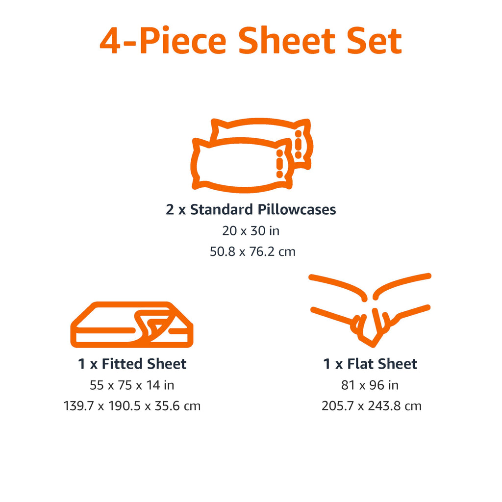 Amazon Basics Microfiber Kids' Sheet Set with Pillowcase, 4 Piece, Full, Cosmic Adventure