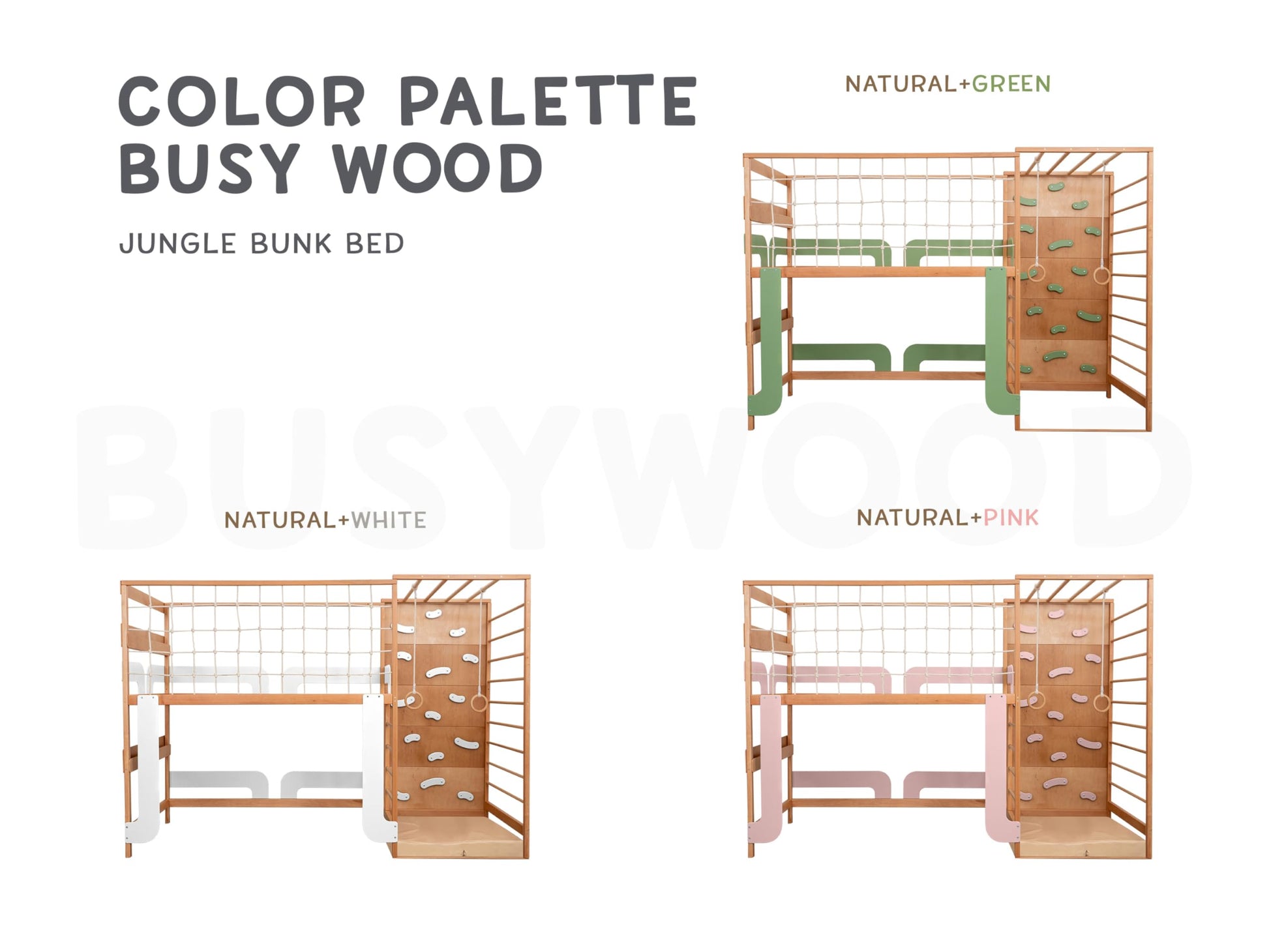 BUSYWOOD Montessori Bed Twin - Kids Floor Bed - Kids Bunk Beds - Montessori Floor Bed - Twin Floor Bed Frame - Toddler Montessori Bed - Jungle Gym Bed - Climbing Bed Frame