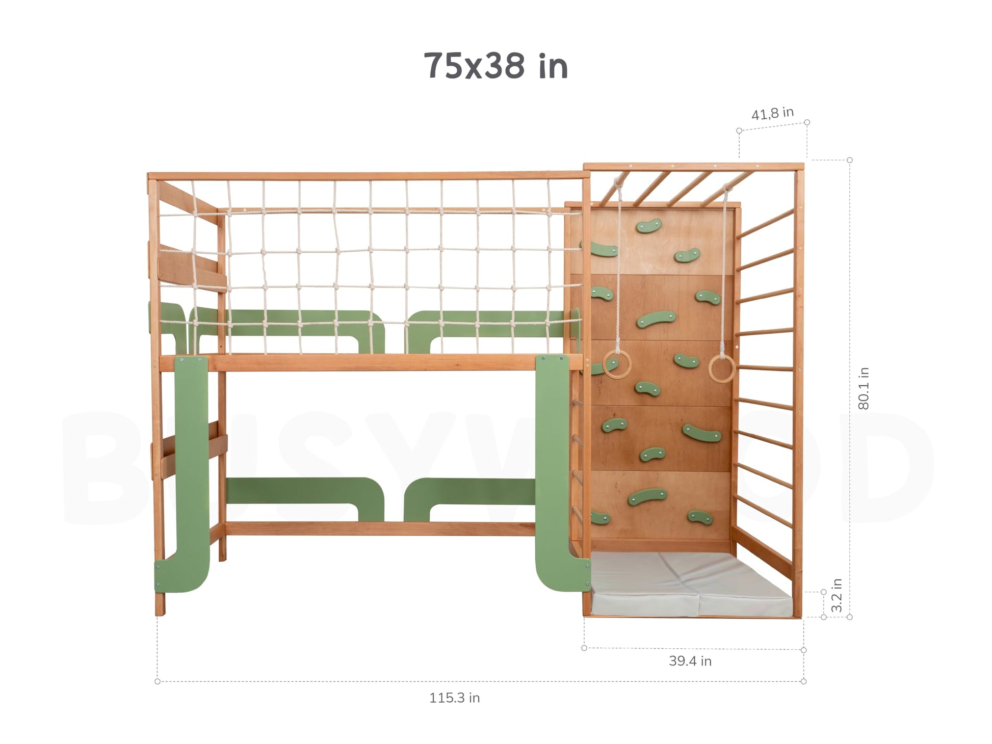 BUSYWOOD Montessori Bed Twin - Kids Floor Bed - Kids Bunk Beds - Montessori Floor Bed - Twin Floor Bed Frame - Toddler Montessori Bed - Jungle Gym Bed - Climbing Bed Frame
