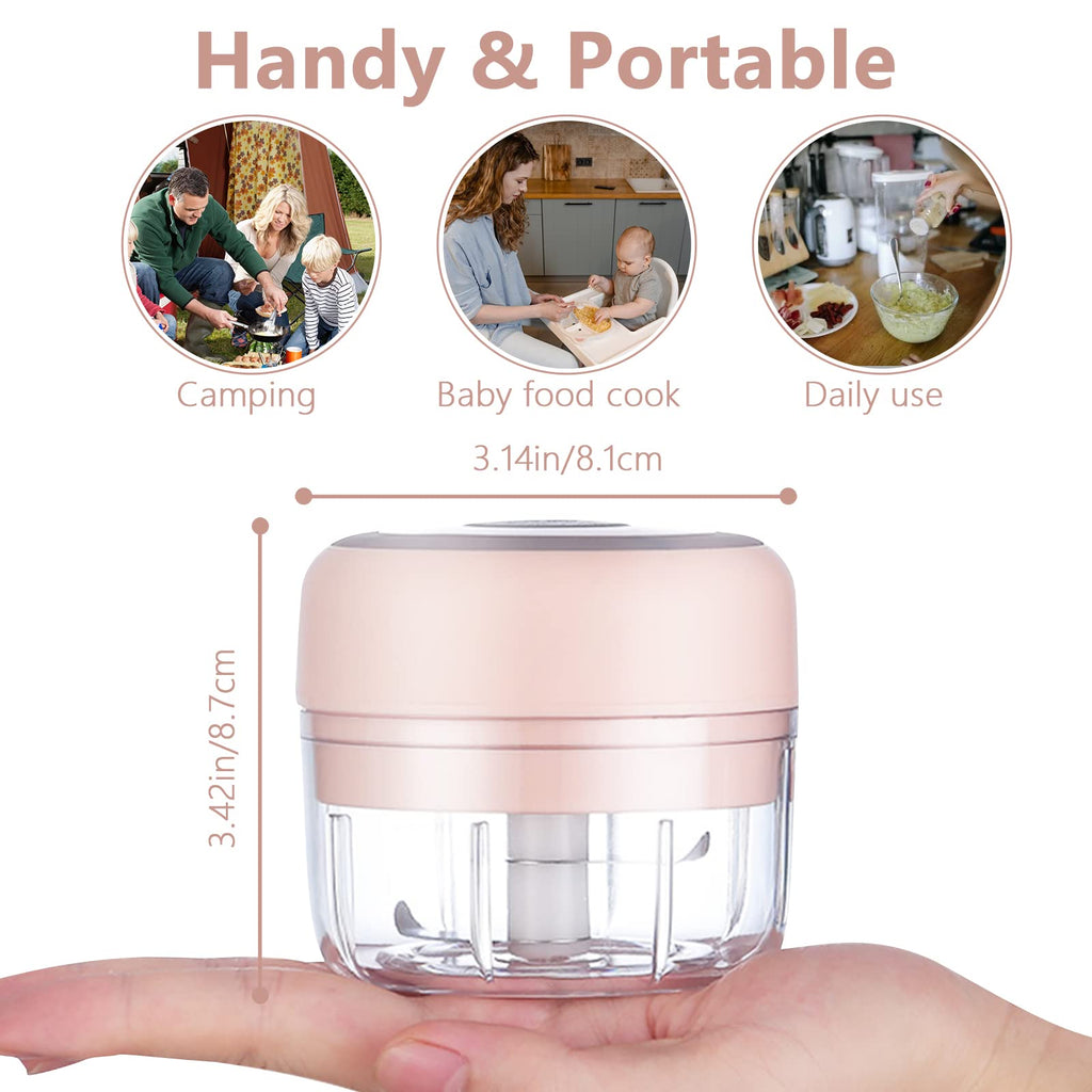 Electric Mini Garlic Mincer, 100ML USB Vegetable Onion Chopper, Portable Small Food Processor for Ginger, Chili, Vegetables