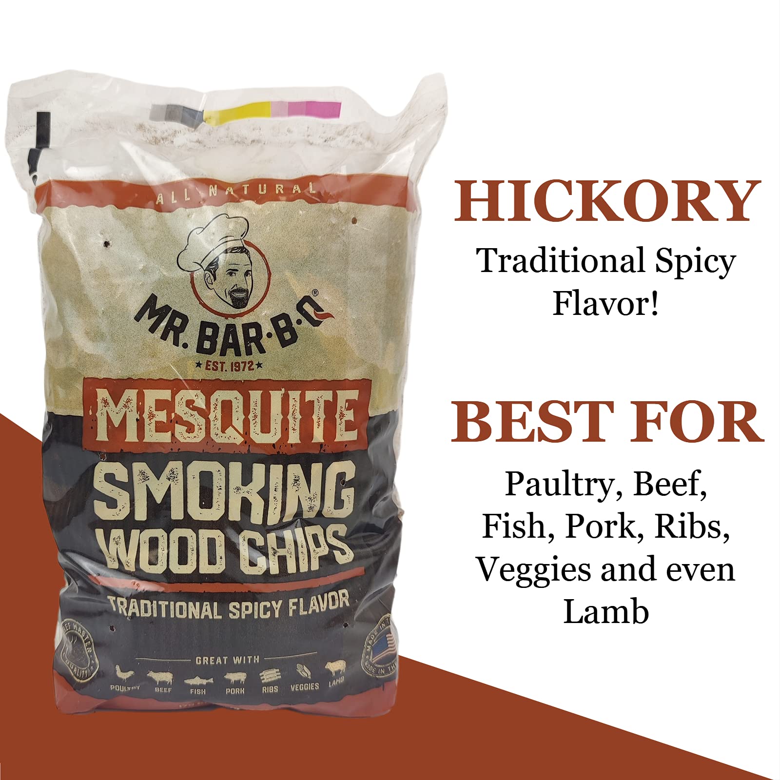 Wood Smoker Chips Bundle of 3 Flavors - Apple, Mesquite & Hickory Wood Chips for Smokers, Can be Used on Gas, Charcoal Grill, 3 Variety Flavor for Grilling, BBQ, Camping by Mr. Bar-B-Q(3 x 1.6 Lb Bag)