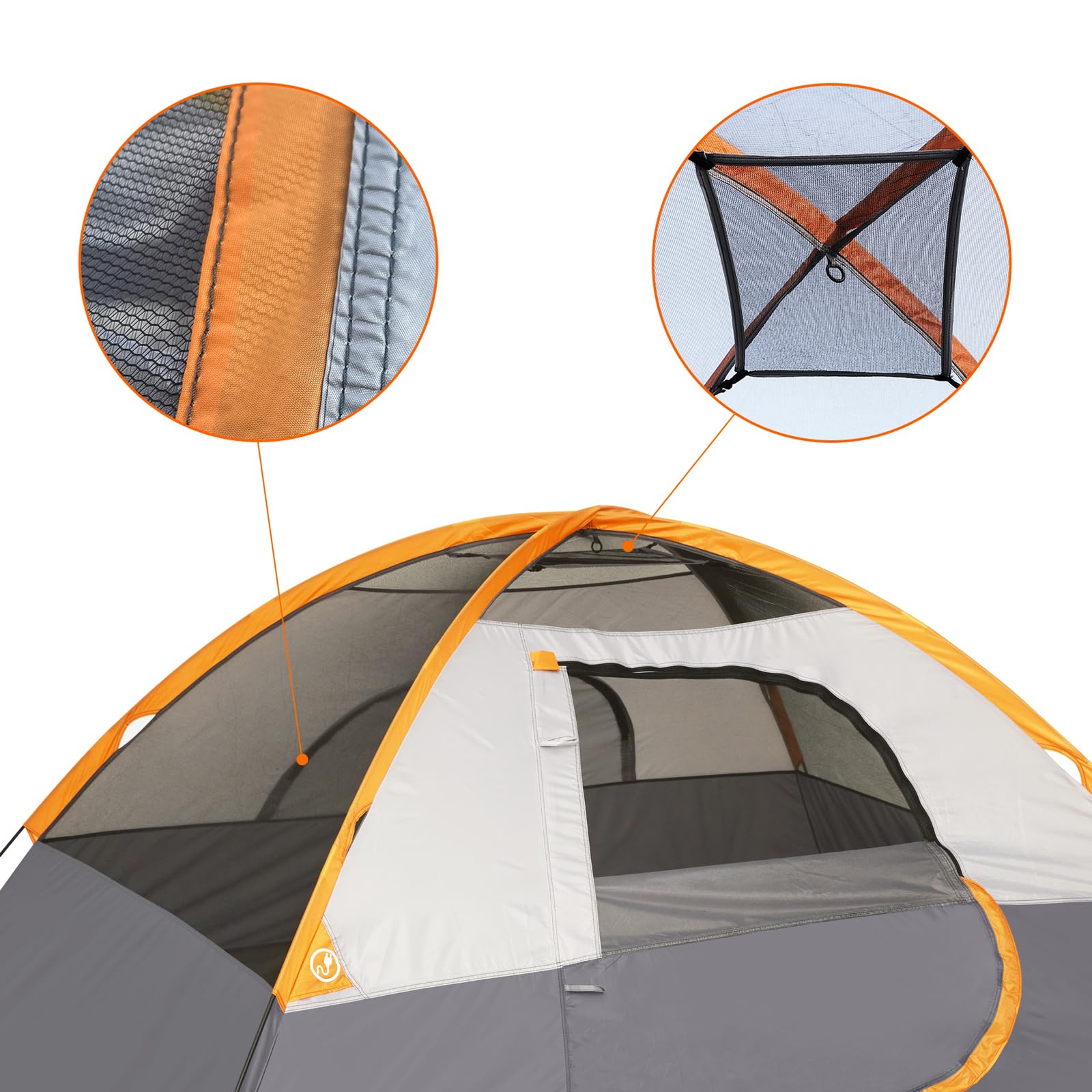 Amazon Basics Dome Camping Tent with Rainfly and Carry Bag, Orange and Grey, 2 Person