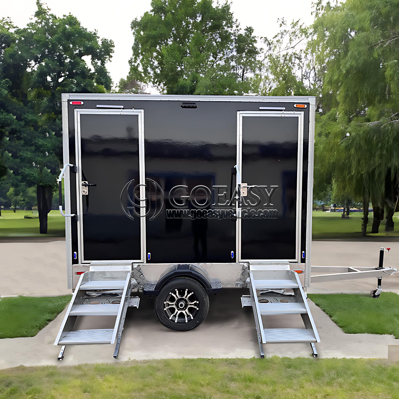 GOEASY Commercial Restroom Trailers: Spacious Interiors, Hygienic Facilities, Ideal for Public Spaces, DOT Certified, Black Bathroom Trailer Deposit (Matte/Glossy)
