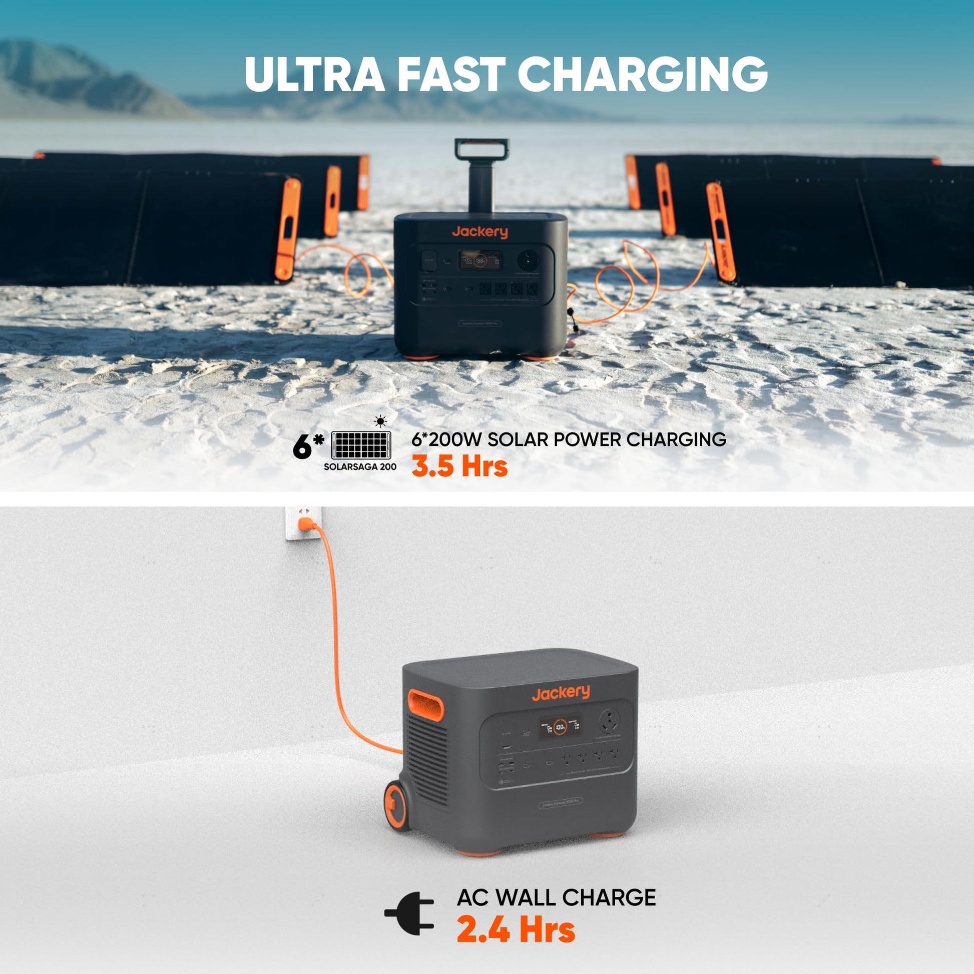Jackery Solar Generator 3000 PRO 400W, 3024Wh Power Station with 2x200W Solar Panels, Fast Charging in 2.4 Hours, Intelligent BMS, 2xPD 100W Ports for RV Outdoor Camping & Power Outages Black, Orange