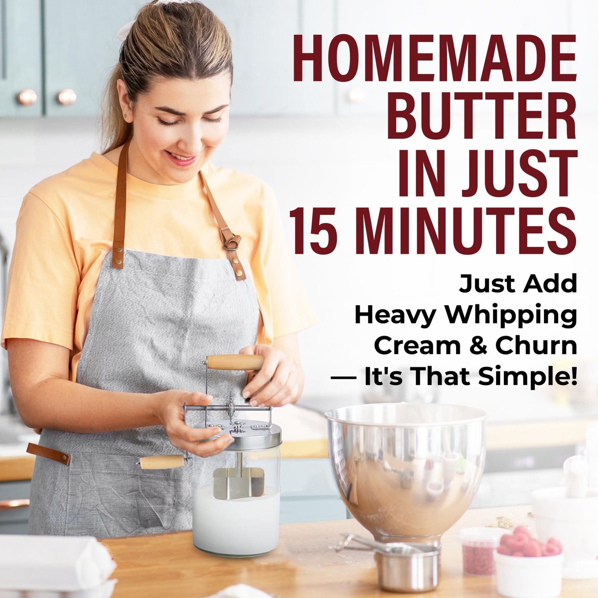 Dazey Butter Churner - Cheese Cloth, Butter Paddles, Recipe Book INCLUDED- Hand Crank Butter Churn- Manual Butter Maker- Create Delicious Homemade Butter With Your Own Hand Crank Dazey Churner