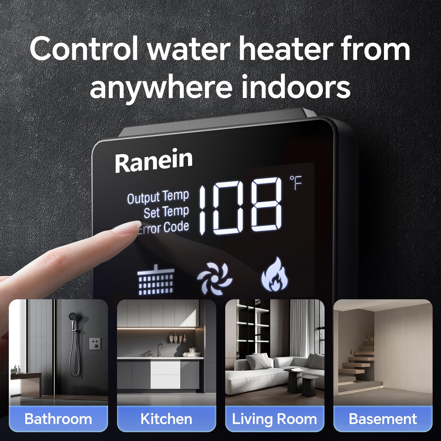 Ranein Natural Gas Tankless Water Heater, Outdoor Max 5.3 GPM, 130,000 BTU Instant Hot Water Heater