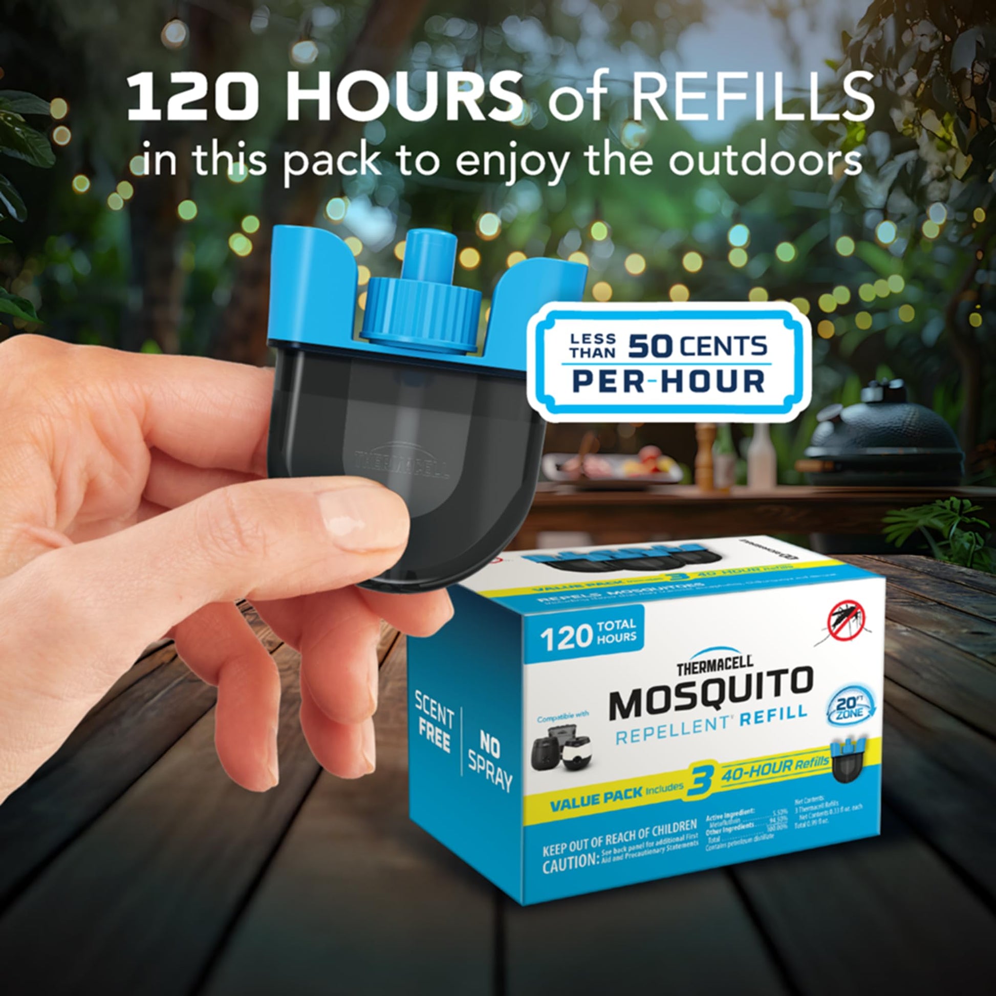 Thermacell Mosquito Rechargeable Repeller Refills; Compatible with Thermacell E-Series & Radius Only; 20 Foot Mosquito Protection Zone; Bug Spray Alternative; Scent Free; No Candle or Flame
