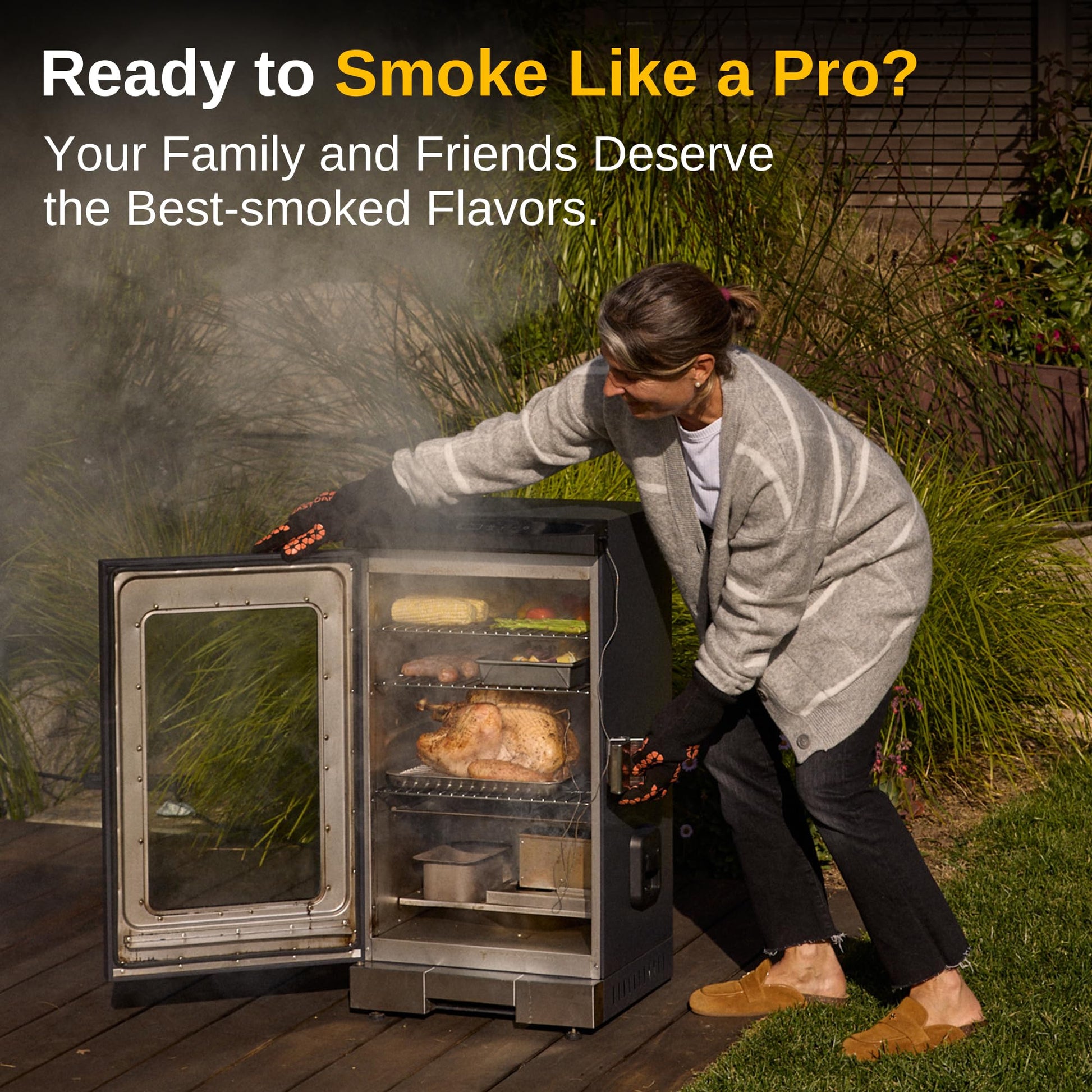 EAST OAK 30" Electric Smoker for Outdoors | Built-in Meat Probe & Up to 6× Longer Smokes on a Single Load | Side Chip Loader for Uninterrupted Smoking | Bigger Batches with 725 sq in Cooking Area