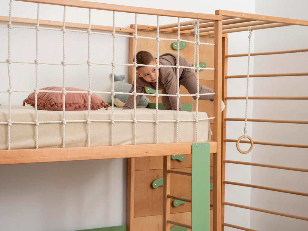 BUSYWOOD Montessori Bed Twin - Kids Floor Bed - Kids Bunk Beds - Montessori Floor Bed - Twin Floor Bed Frame - Toddler Montessori Bed - Jungle Gym Bed - Climbing Bed Frame