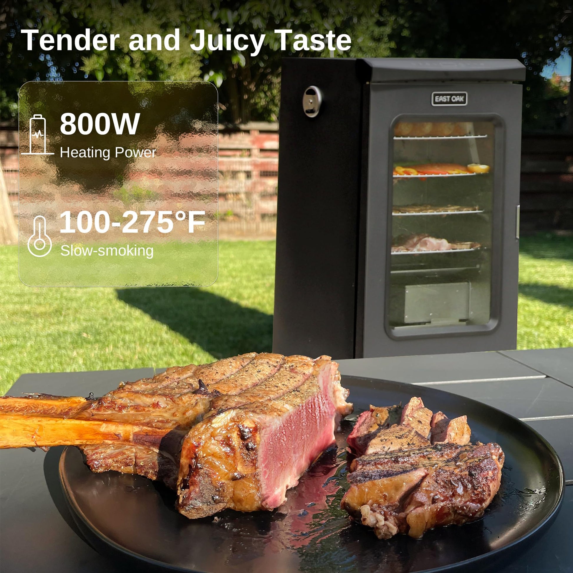 EAST OAK 30" Electric Smoker for Outdoors | Built-in Meat Probe & Up to 6× Longer Smokes on a Single Load | Side Chip Loader for Uninterrupted Smoking | Bigger Batches with 725 sq in Cooking Area