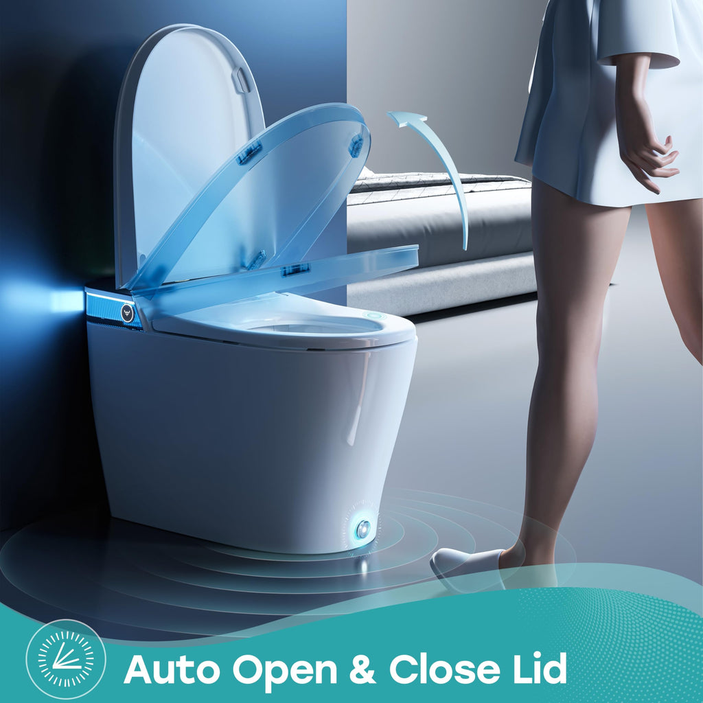 HOROW Artistic Smart Toilet with Powerful Flush, Auto Open/Close Lid, Bidet with Instant Warm Water, Elongated Heated Seat, Dryer, Night Light, Deodorization