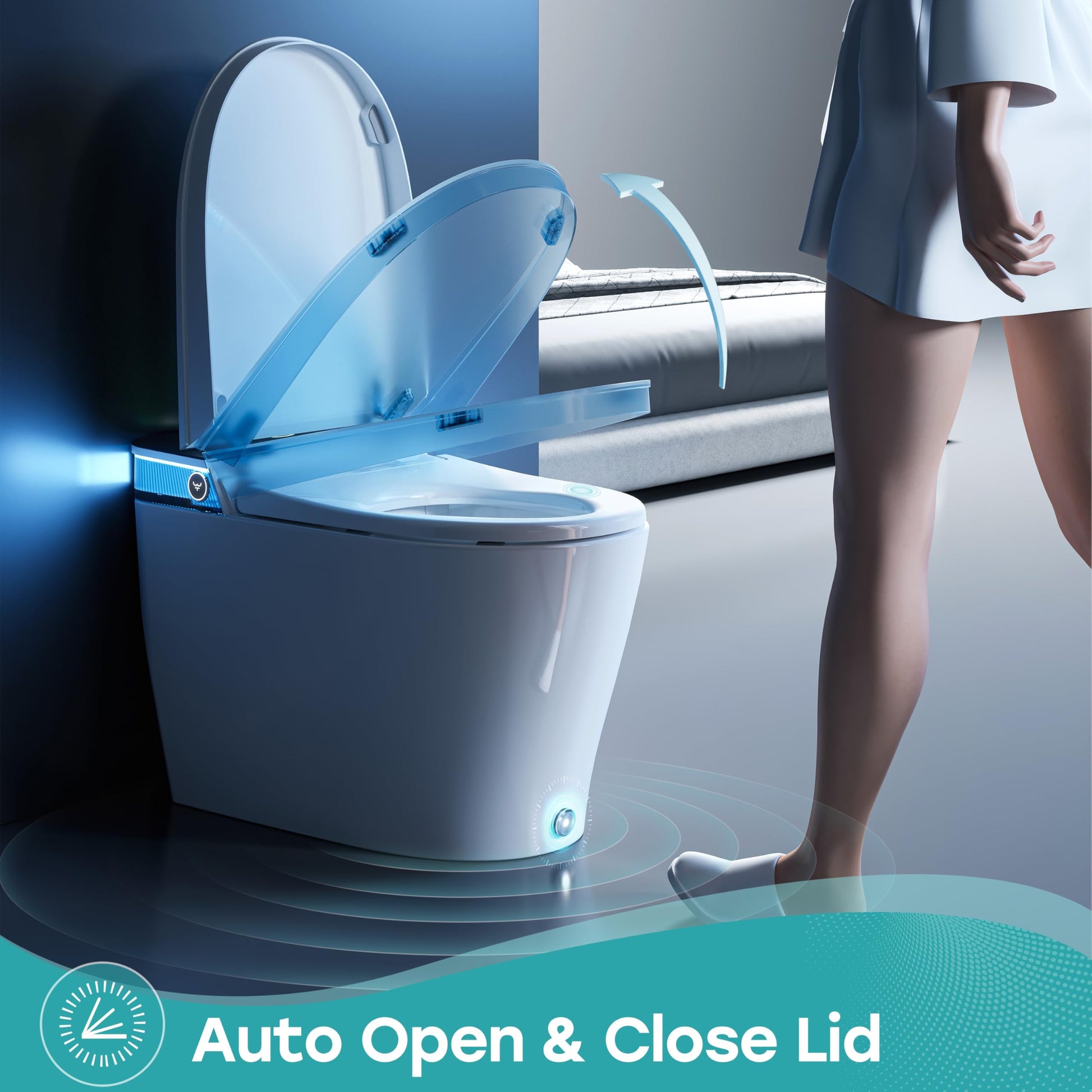 HOROW Artistic Smart Toilet with Powerful Flush, Auto Open/Close Lid, Bidet with Instant Warm Water, Elongated Heated Seat, Dryer, Night Light, Deodorization