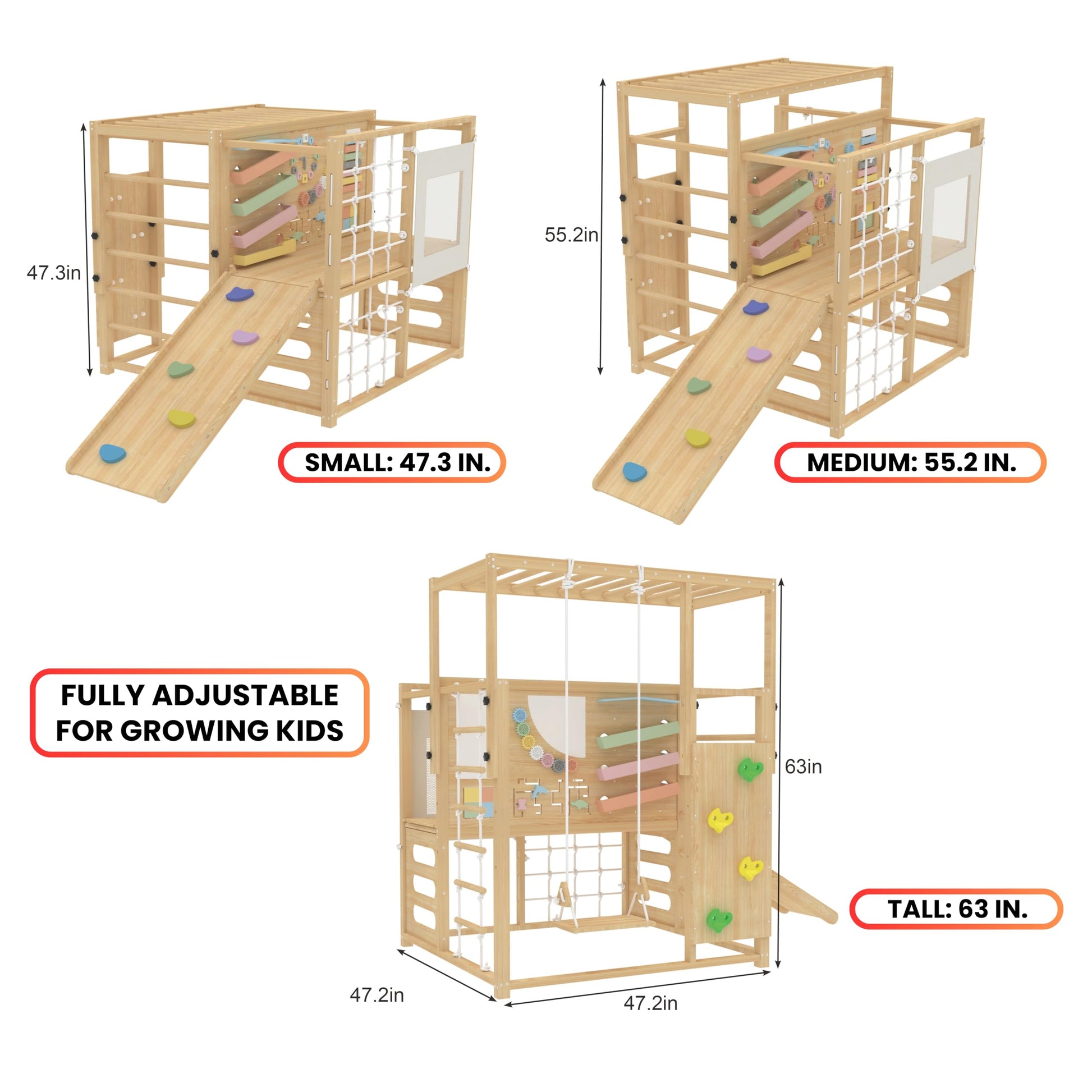 Avenlur Montessori Gym Alpine Wooden Jungle Gym with Indoor Swing, Toddler & Baby Climbing Toys, Rock Wall Perfect for Active Fun & Skill Development, Ages 2-8