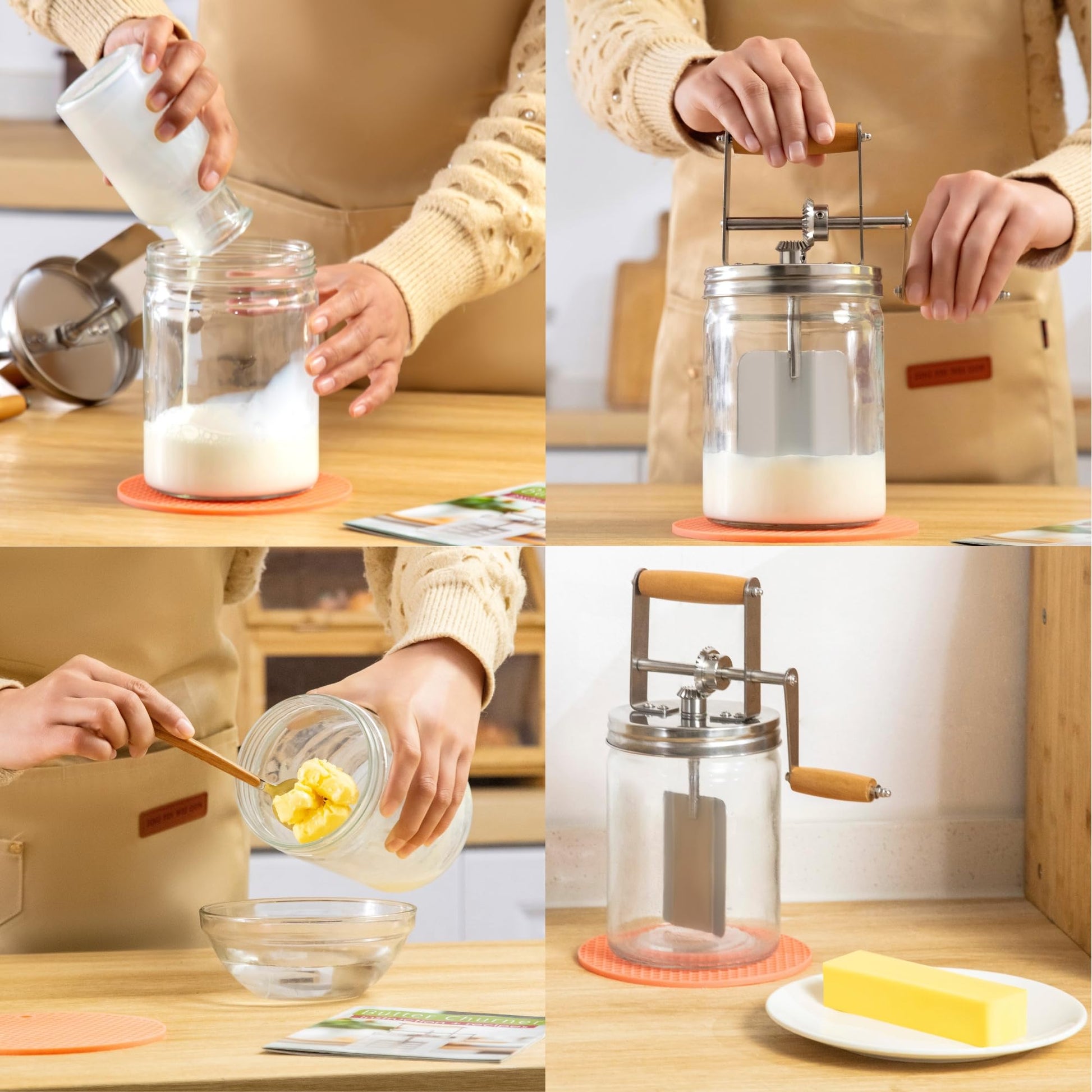 Dazey Butter Churner - Cheese Cloth, Butter Paddles, Recipe Book INCLUDED- Hand Crank Butter Churn- Manual Butter Maker- Create Delicious Homemade Butter With Your Own Hand Crank Dazey Churner