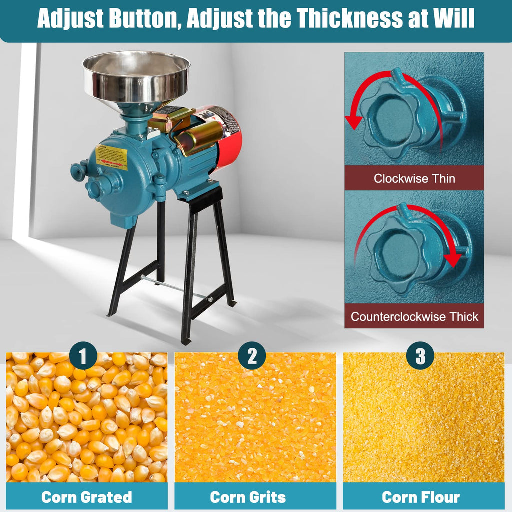 SLSY Electric Mill Grinder 110V 3000W, Commercial Feed Mill Dry Grinder, Heavy Duty Milling Machine for Cereals, Rice, Corn, Grain, Coffee, Wheat With Funnel